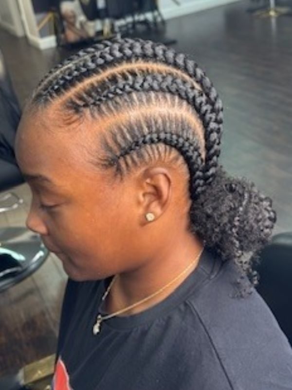 CORNROWS 6 Stitch braids with Two messy buns
