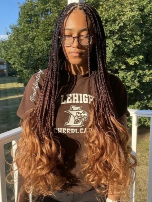 Knotless with French Curly hair